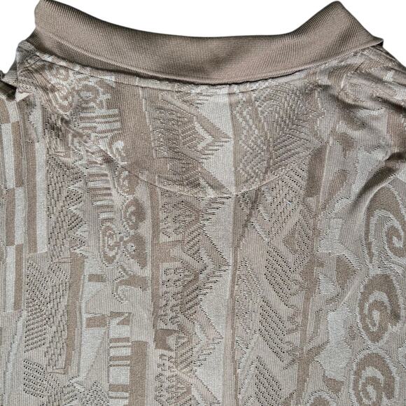 Vintage Coogi Knit Polo Shirt Brown Neutral Textured Logo Y2K Henley Cotton XXXL - Picture 5 of 12